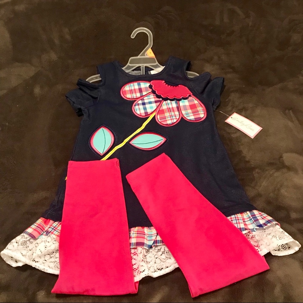 Emily Rose girls 2pc top/leggings set, sz 7